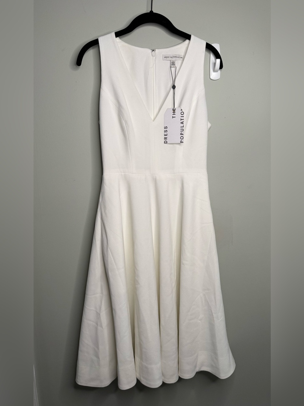 Dress the Population NEW Catalina Fit & Flare Off White Cocktail Dress Size S